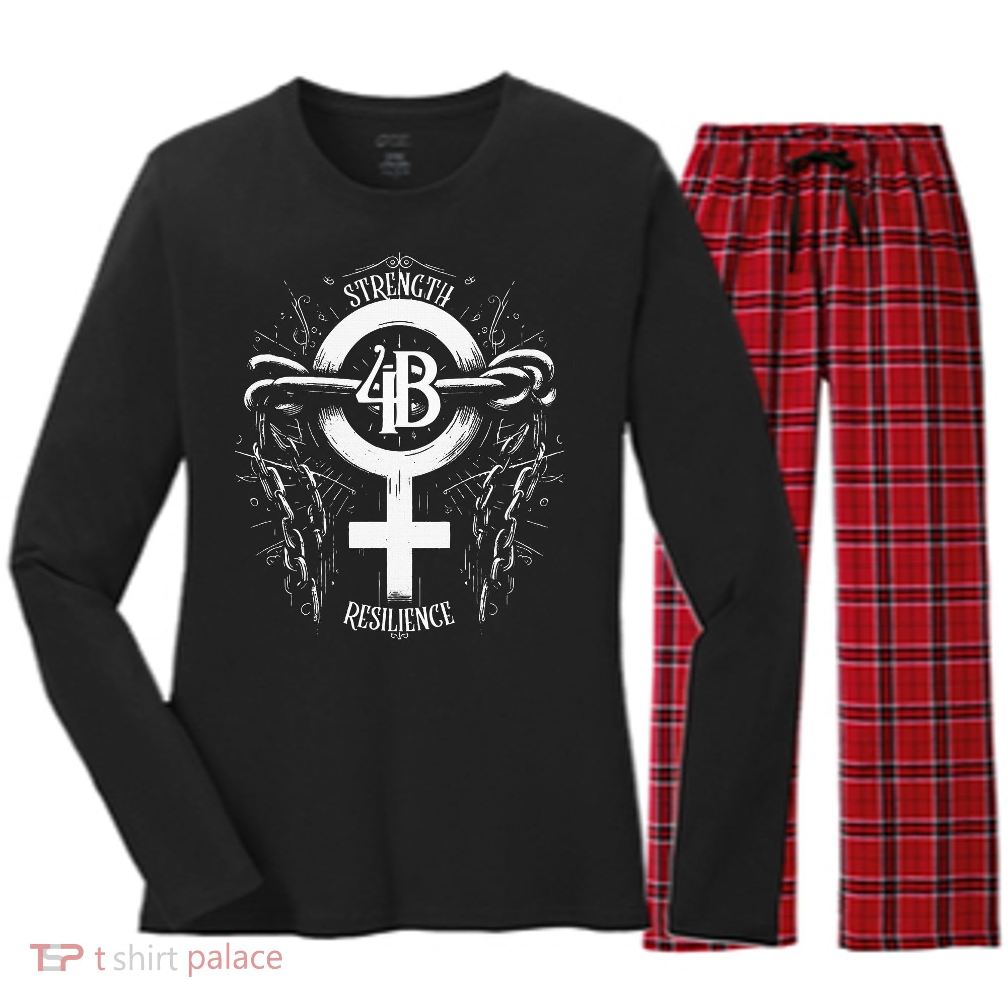 4b Movement Strength Resilience Unity Stand Together Women's Long Sleeve Flannel Pajama Set 