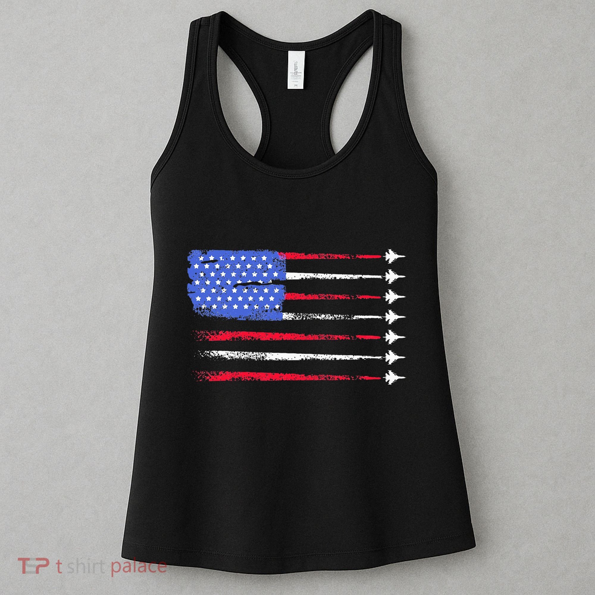 4th Of July Jet American Flag Patriotic Usa Women's Tank Top