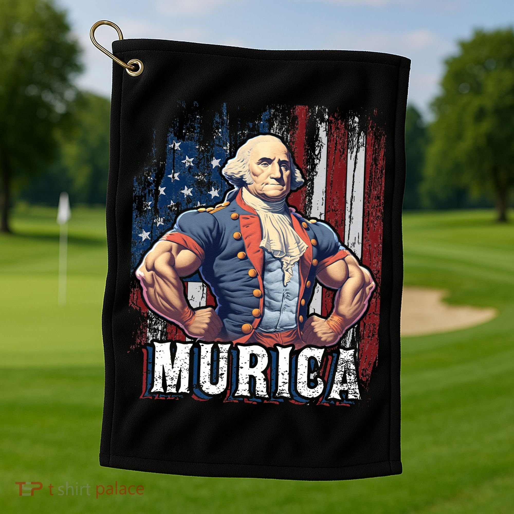 4th of July Patriotic Funny George Washington July 4th Golf Towel