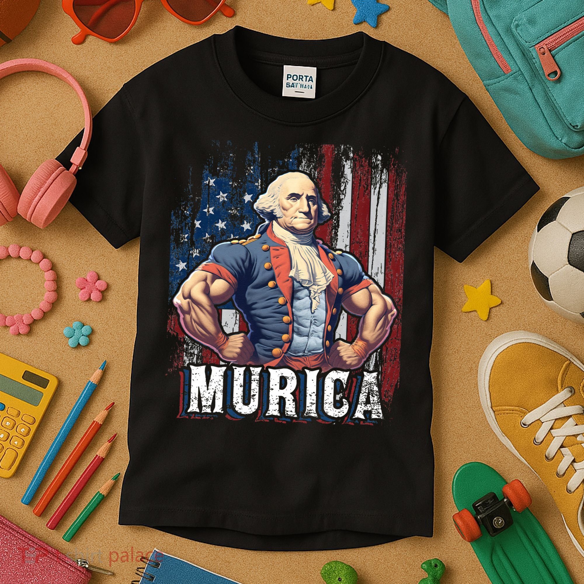 4th of July Patriotic Funny George Washington July 4th Kids T-Shirt