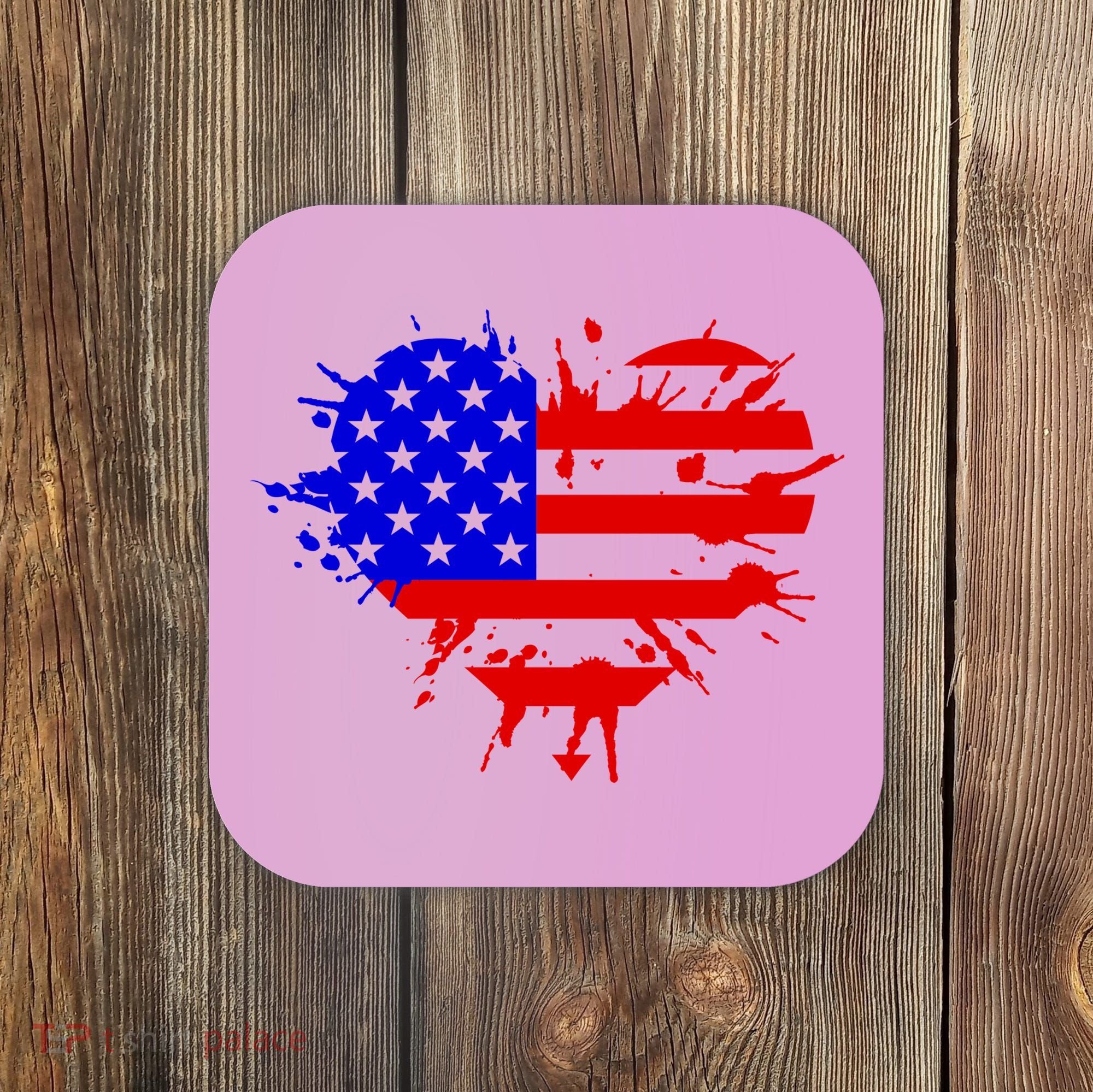 4th Of July USA Heart Coaster