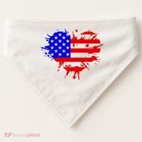 4th Of July USA Heart USA-Made Doggie Bandana thumb 0