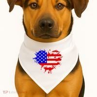 4th Of July USA Heart USA-Made Doggie Bandana thumb 1