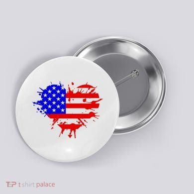 4th Of July USA Heart Button