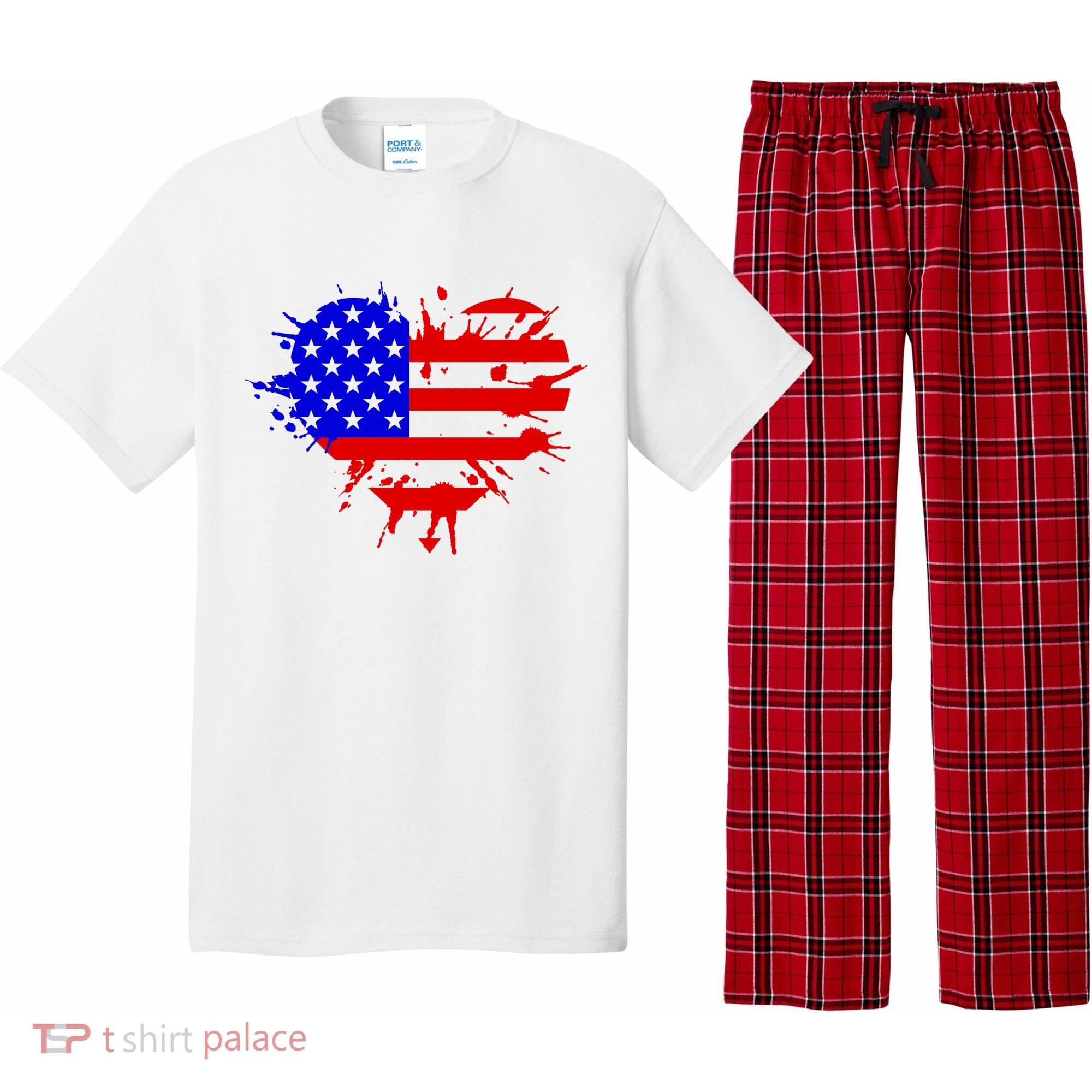 4th Of July USA Heart Pajama Set