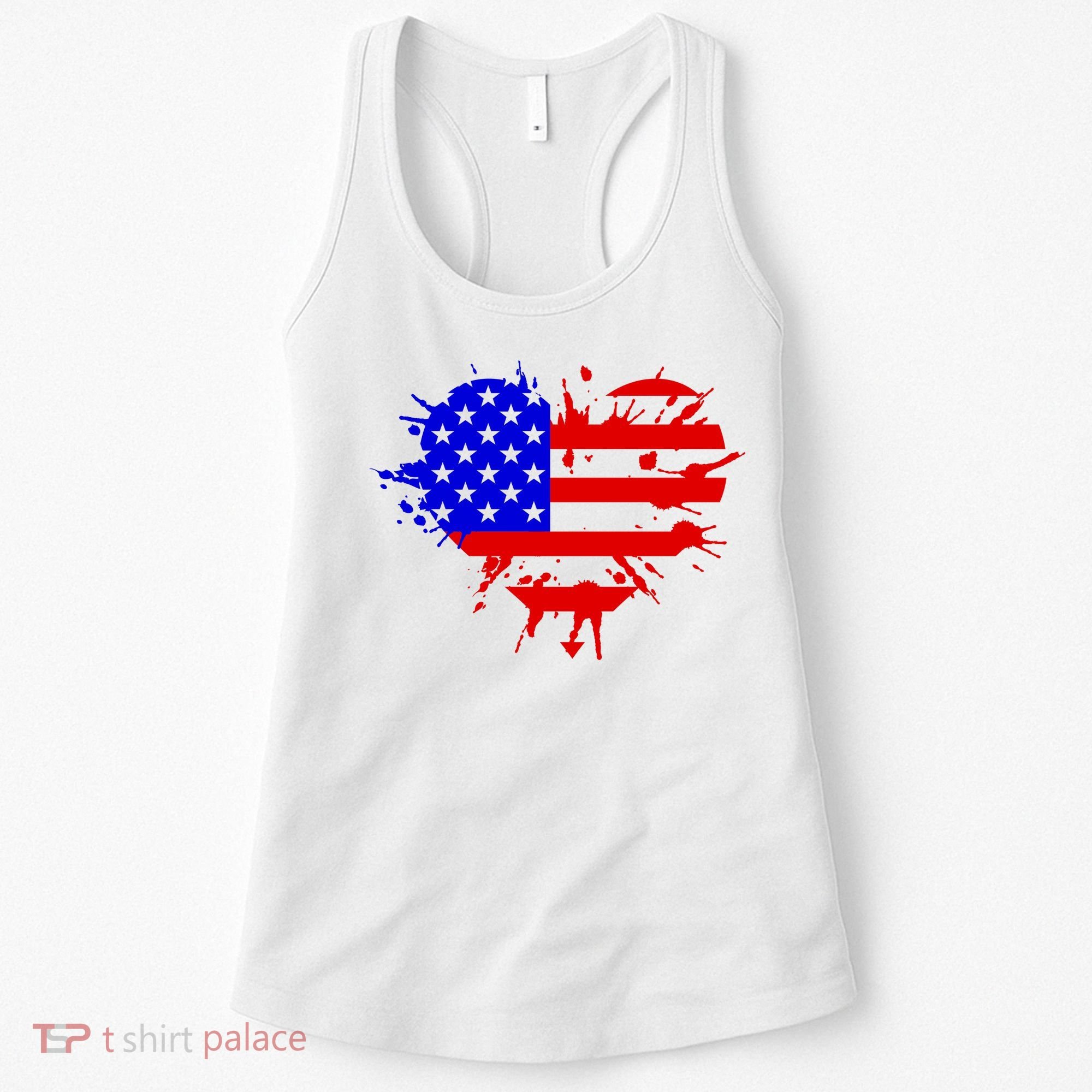 4th Of July USA Heart Women's Tank Top