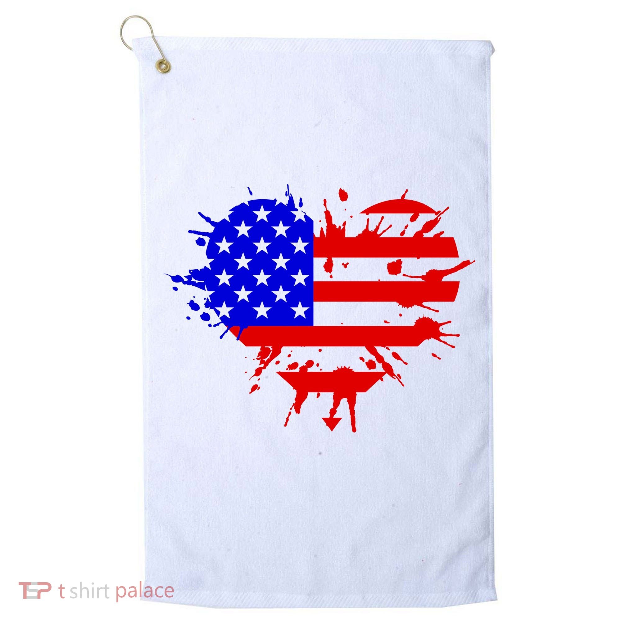 4th Of July USA Heart Golf Towel