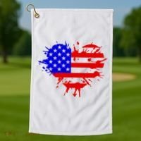 4th Of July USA Heart Golf Towel thumb 1