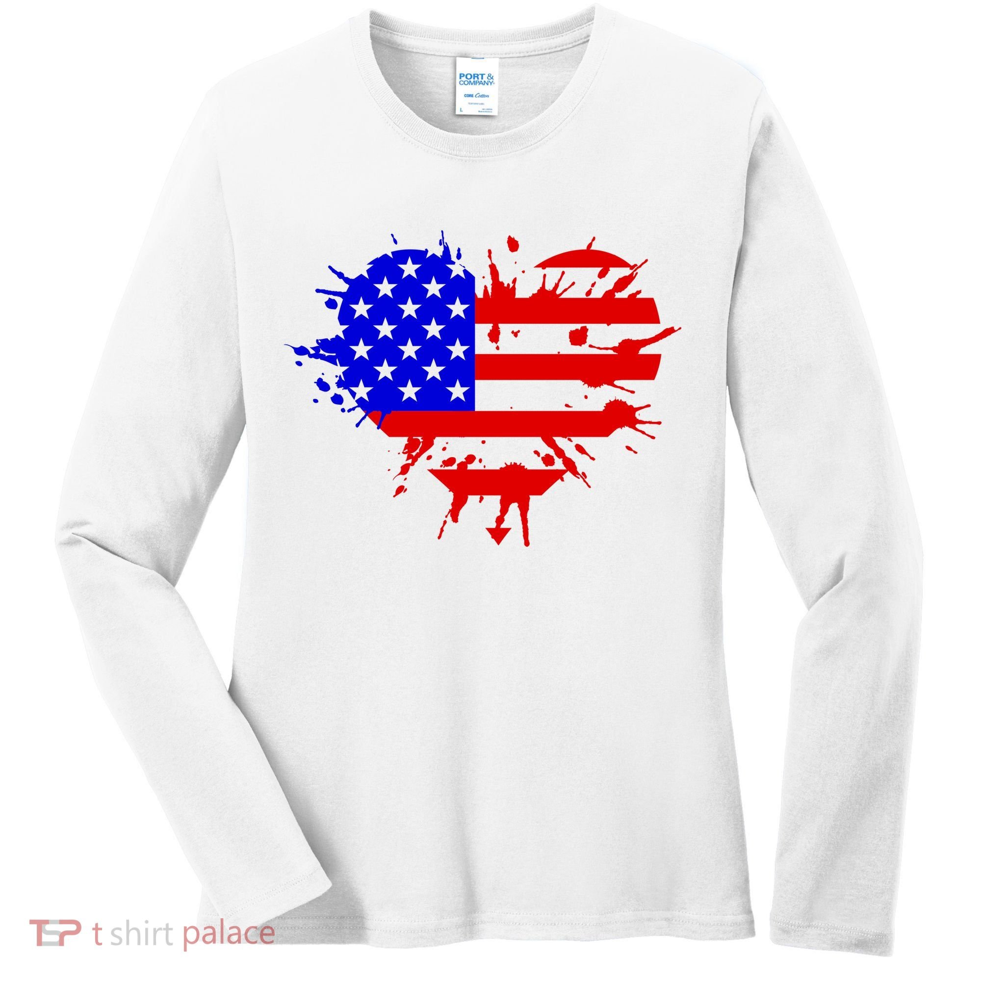 4th Of July USA Heart Women's Long Sleeve Shirt