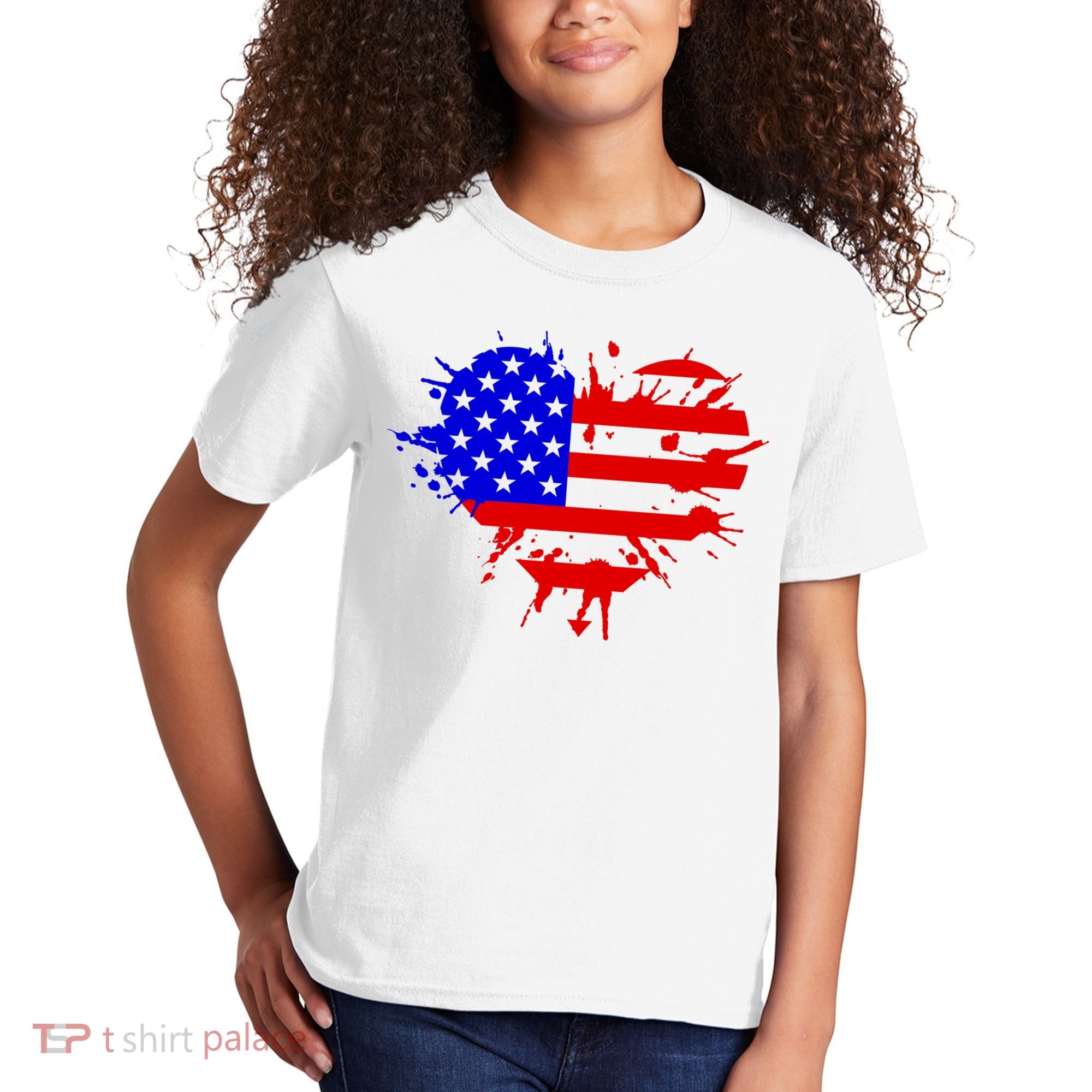 4th Of July USA Heart Kids T-Shirt