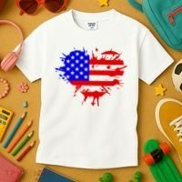 4th Of July USA Heart Kids T-Shirt thumb 3