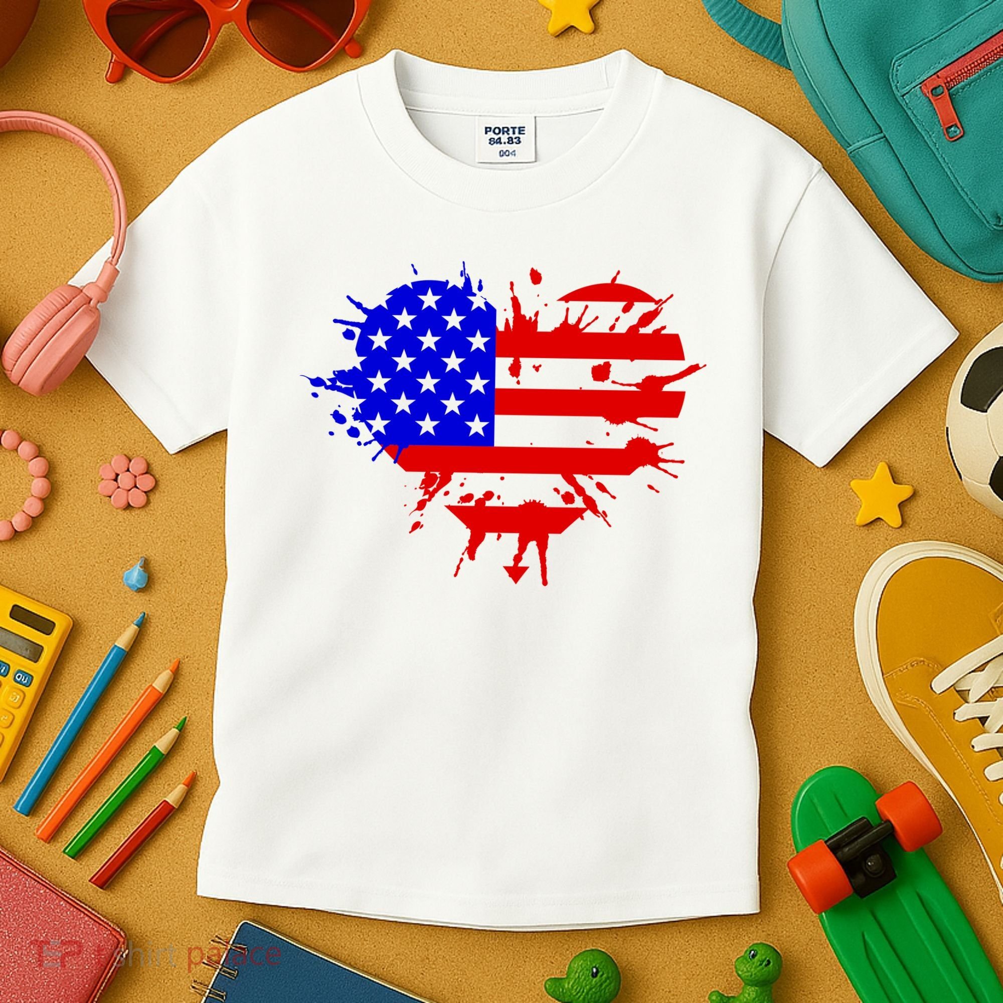 4th Of July USA Heart Kids T-Shirt