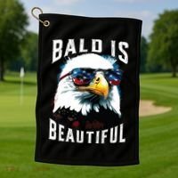 4th Of July Independence Day Bald Eagle Bald Is Beautiful Golf Towel thumb 1