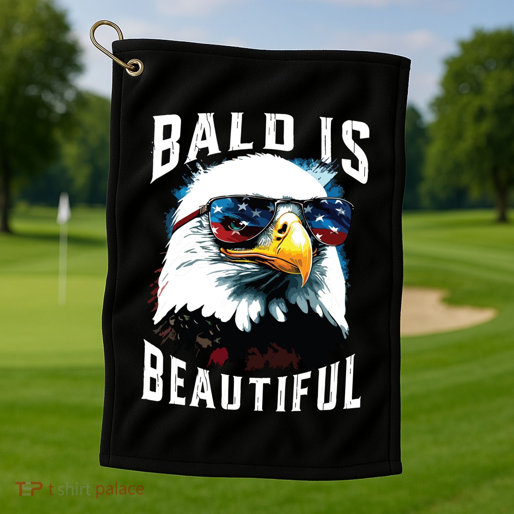 4th Of July Independence Day Bald Eagle Bald Is Beautiful Golf Towel