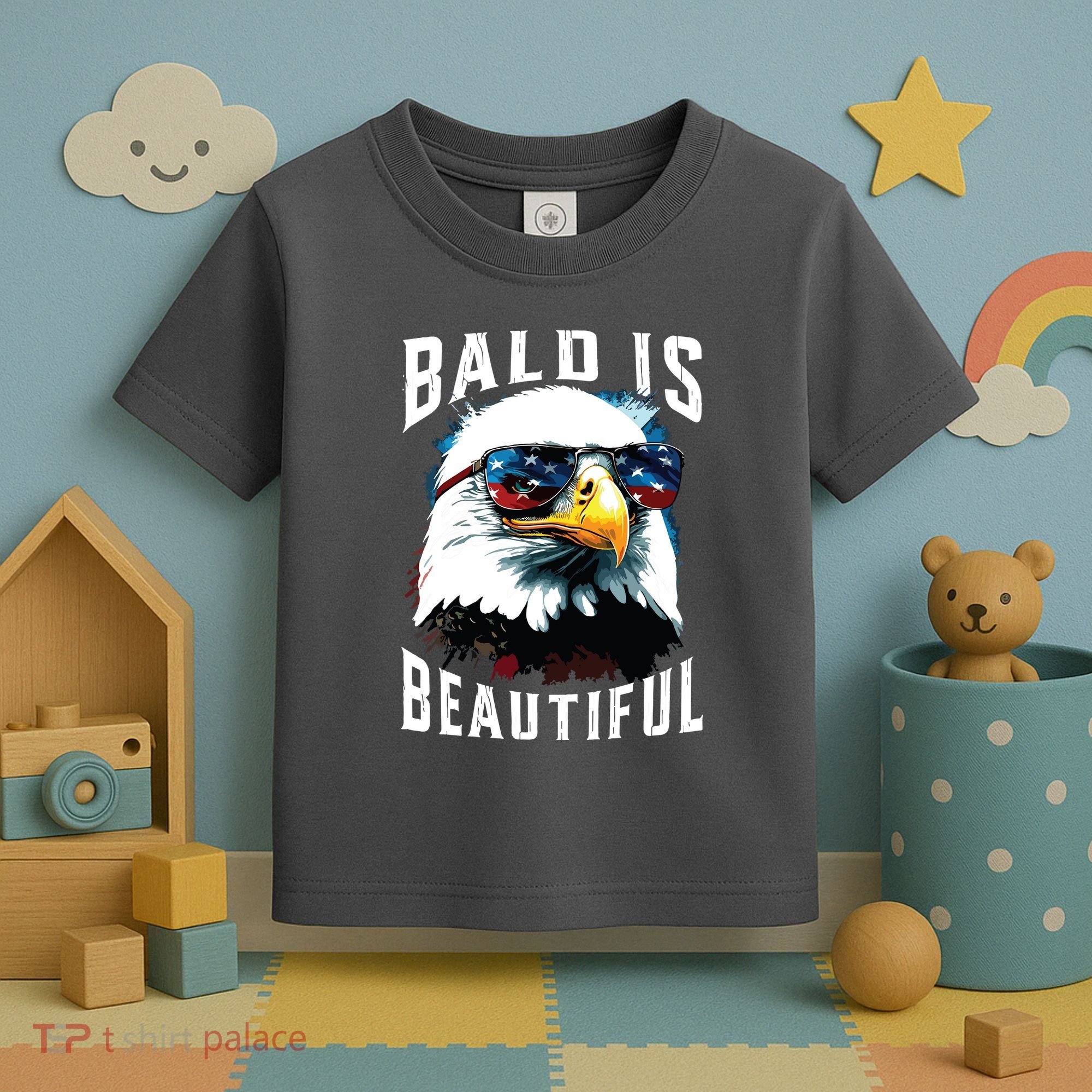 4th Of July Independence Day Bald Eagle Bald Is Beautiful Toddler T-Shirt