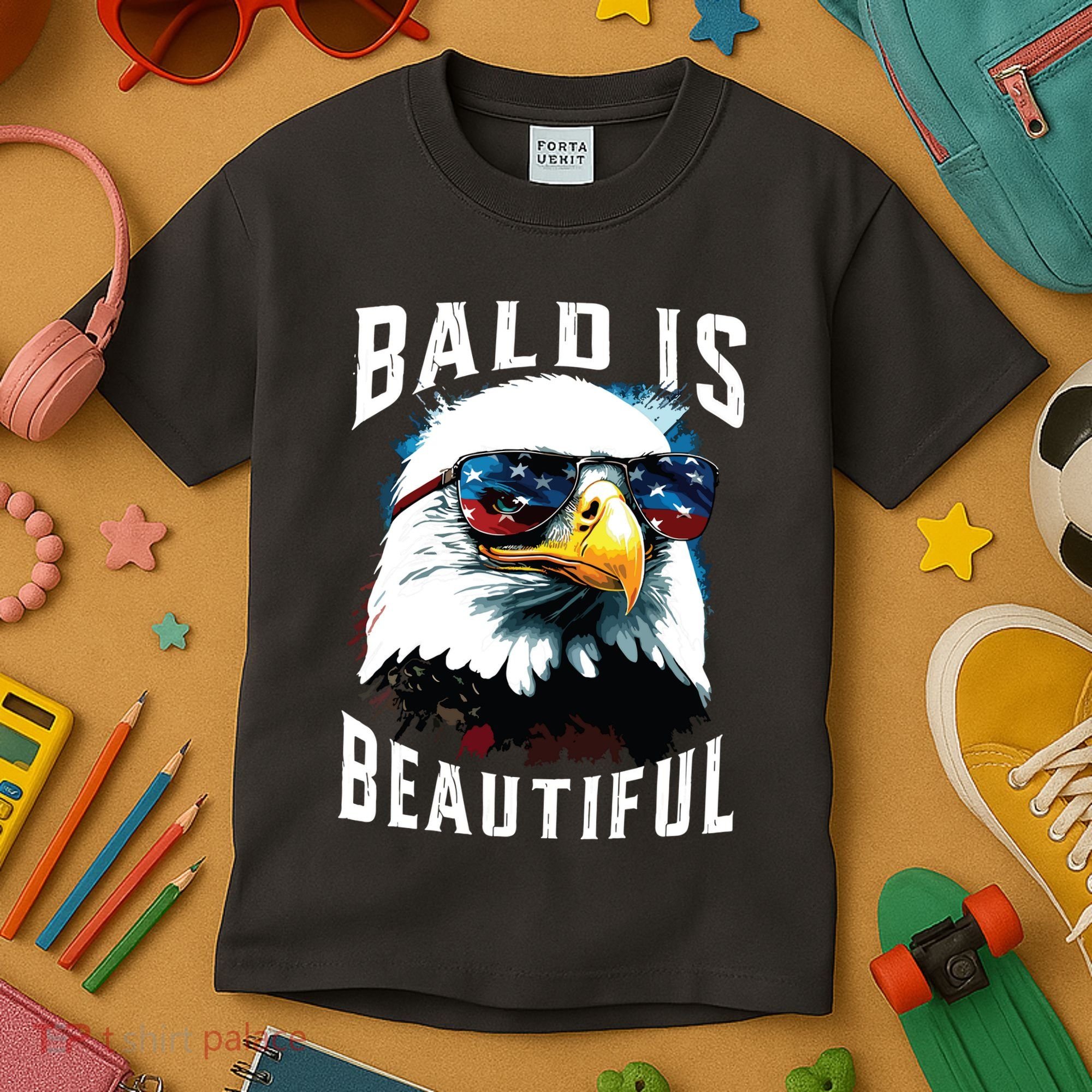 4th Of July Independence Day Bald Eagle Bald Is Beautiful Kids T-Shirt