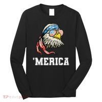 4th Of July Merica Usa Flag Bald Eagle Patriotic Veteran Long Sleeve Shirt thumb 0