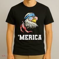 4th Of July Merica Usa Flag Bald Eagle Patriotic Veteran T-Shirt thumb 3