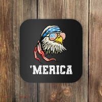 4th Of July Merica Usa Flag Bald Eagle Patriotic Veteran Coaster thumb 0