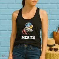 4th Of July Merica Usa Flag Bald Eagle Patriotic Veteran Women's Tank Top thumb 2