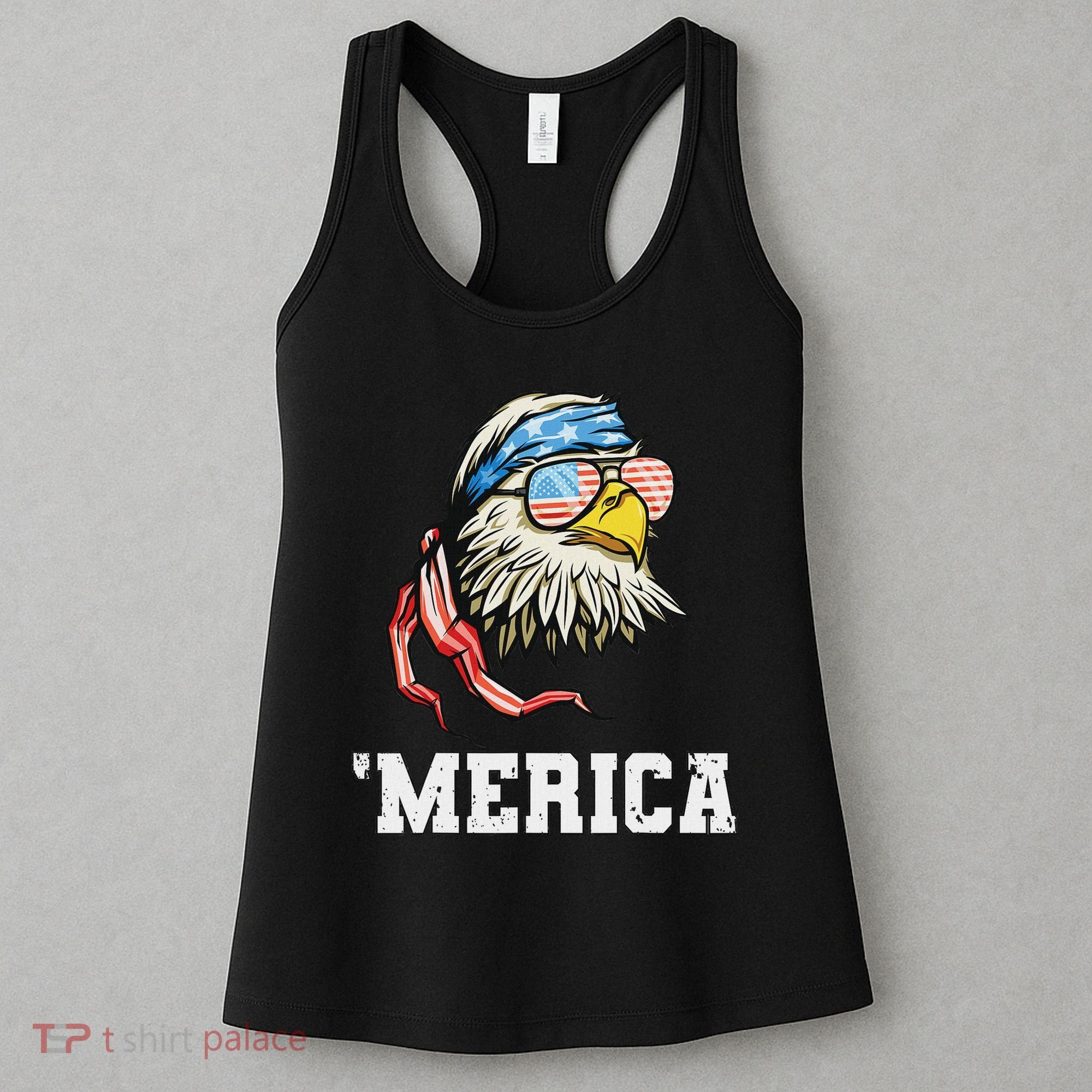 4th Of July Merica Usa Flag Bald Eagle Patriotic Veteran Women's Tank Top