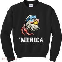 4th Of July Merica Usa Flag Bald Eagle Patriotic Veteran Kids Sweatshirt thumb 0