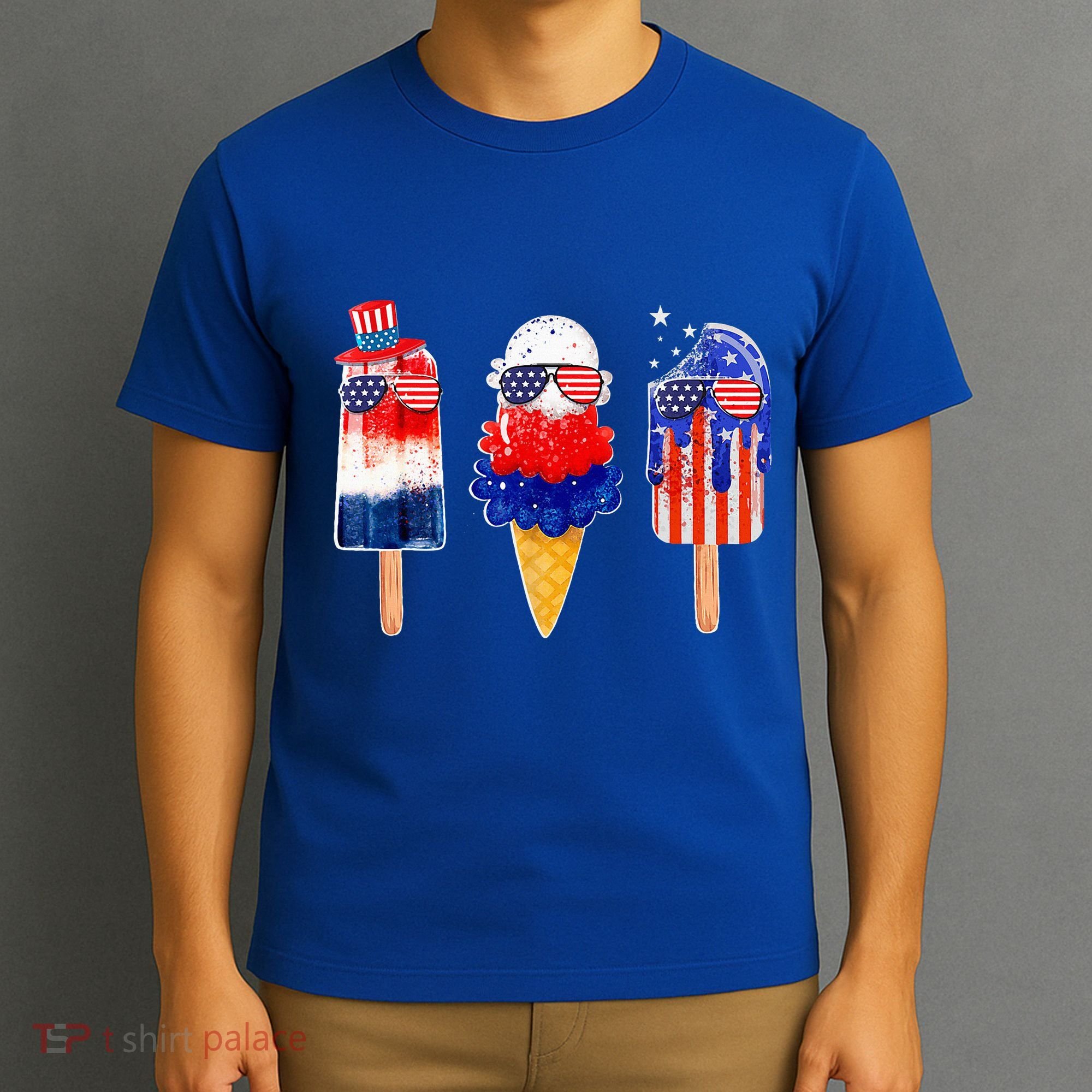 4th Of July Popsicle Red White Blue American Flag T-Shirt