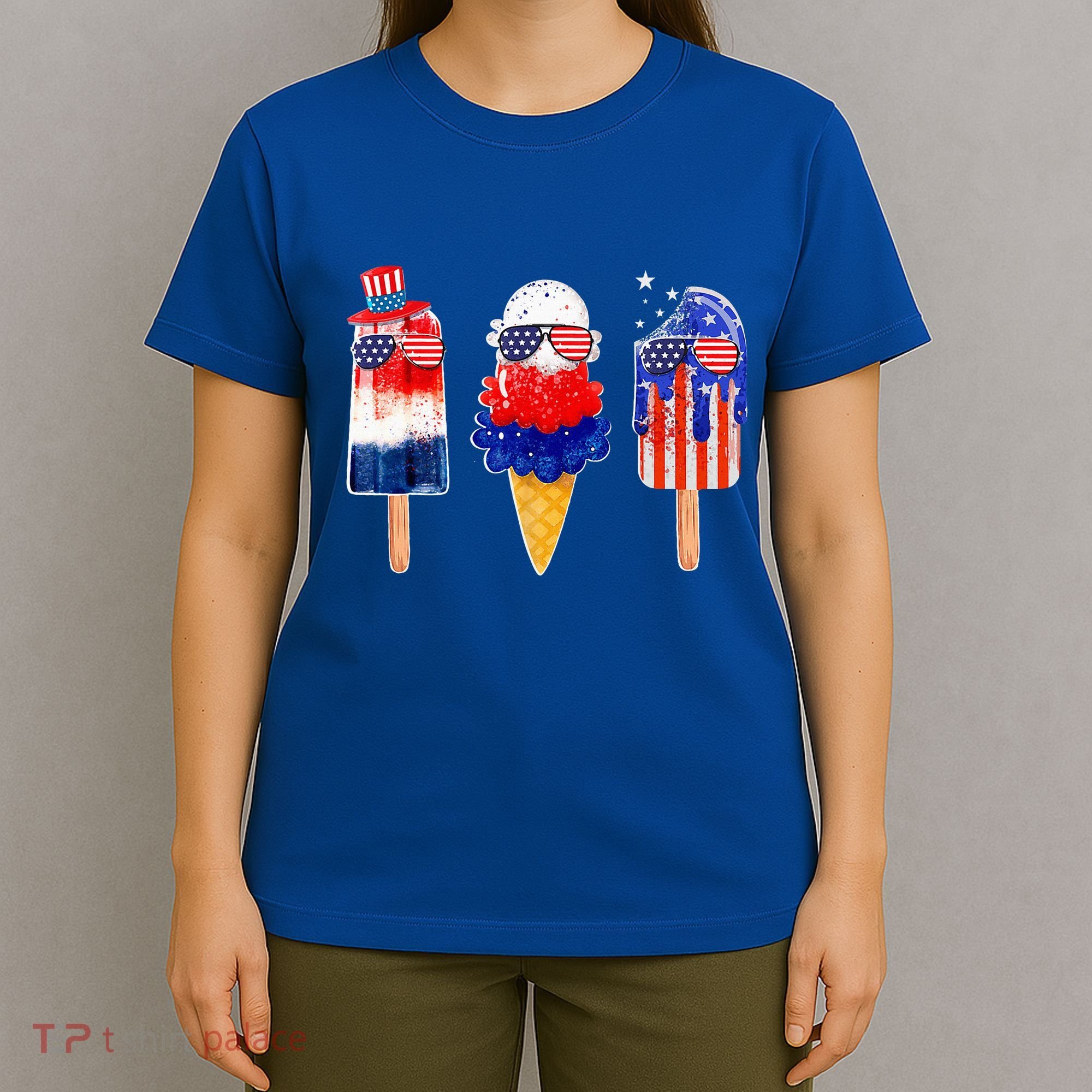 4th Of July Popsicle Red White Blue American Flag T-Shirt