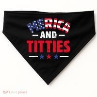 4th of July Merica and Titties Funny USA-Made Doggie Bandana thumb 0