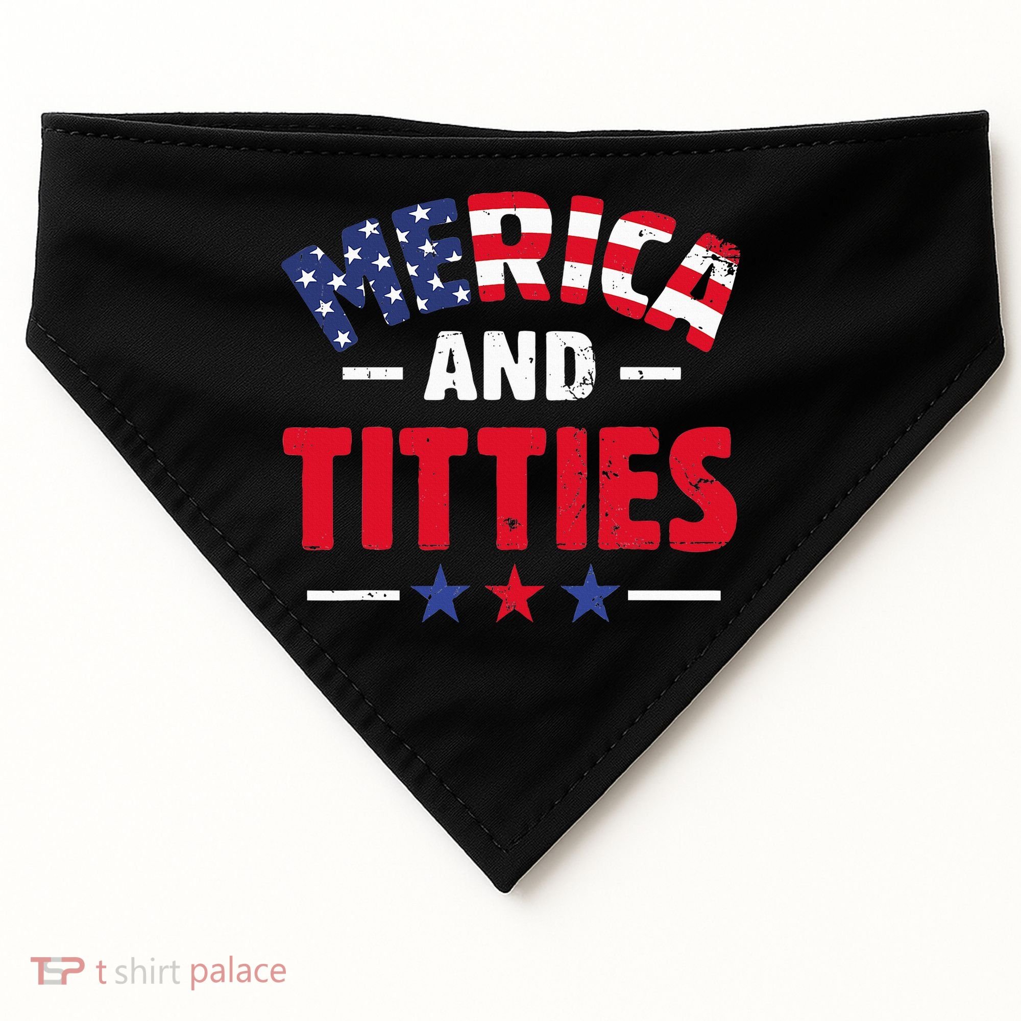 4th of July Merica and Titties Funny USA-Made Doggie Bandana