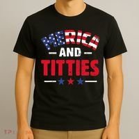4th of July Merica and Titties Funny T-Shirt thumb 3