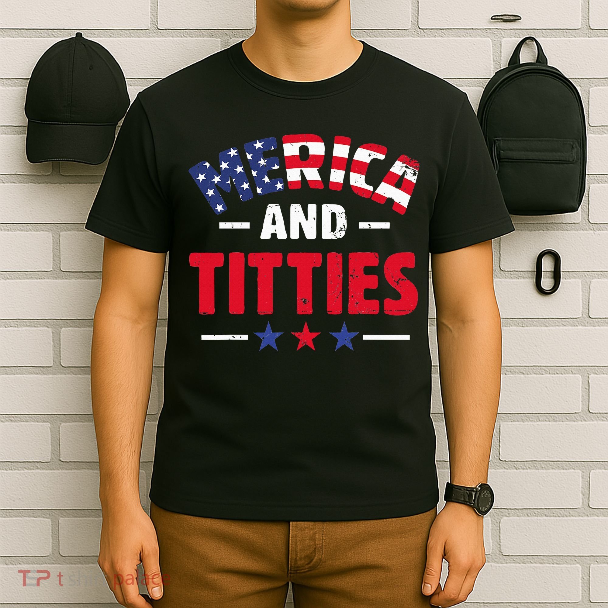 4th of July Merica and Titties Funny T-Shirt