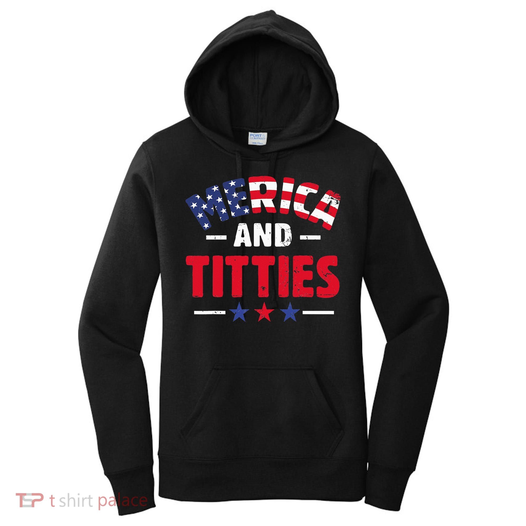 4th of July Merica and Titties Funny Women's Hoodie