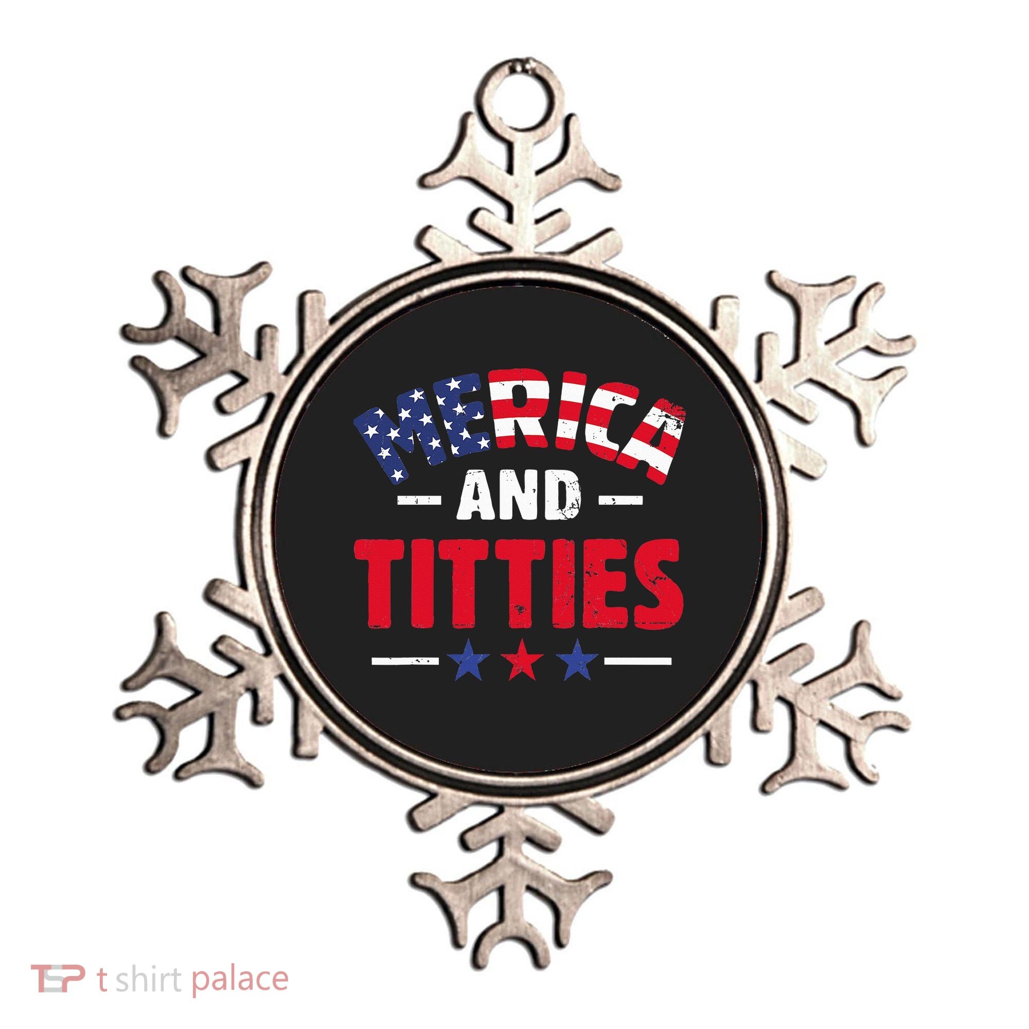 4th of July Merica and Titties Funny Ornament