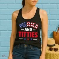 4th of July Merica and Titties Funny Women's Tank Top thumb 2