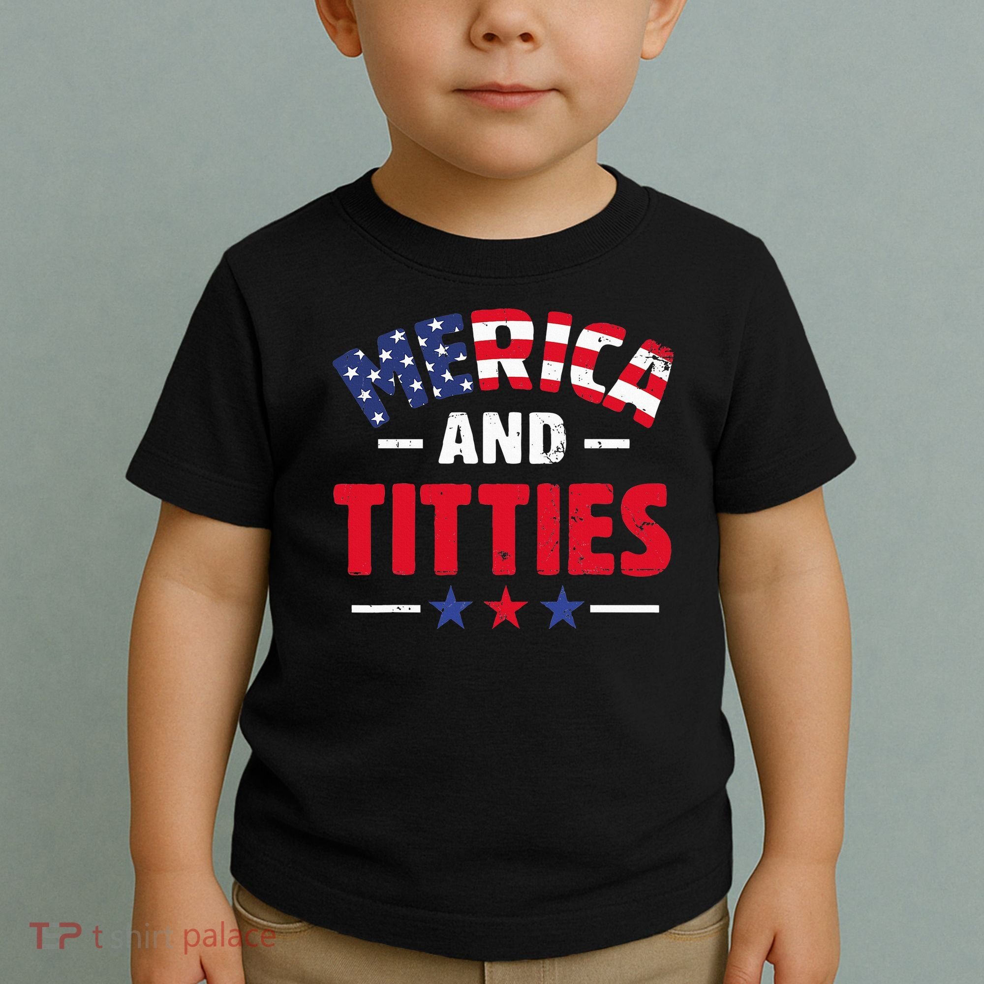 4th of July Merica and Titties Funny Toddler T-Shirt