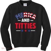 4th of July Merica and Titties Funny Kids Sweatshirt thumb 0