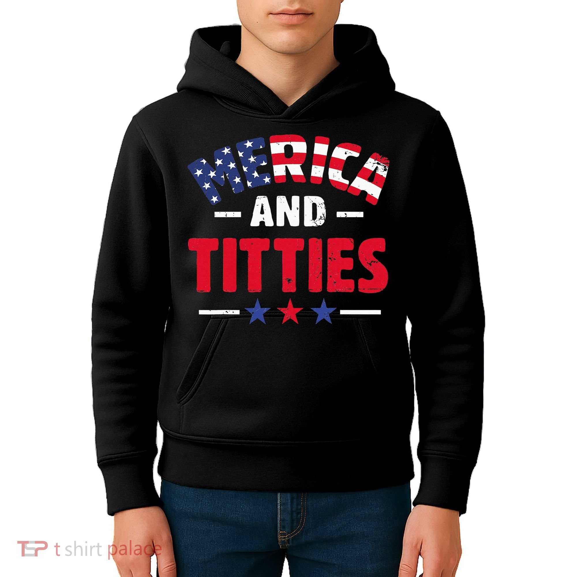 4th of July Merica and Titties Funny Kids Hoodie