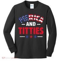 4th of July Merica and Titties Funny Kids Long Sleeve Shirt thumb 0