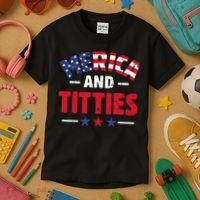 4th of July Merica and Titties Funny Kids T-Shirt thumb 3