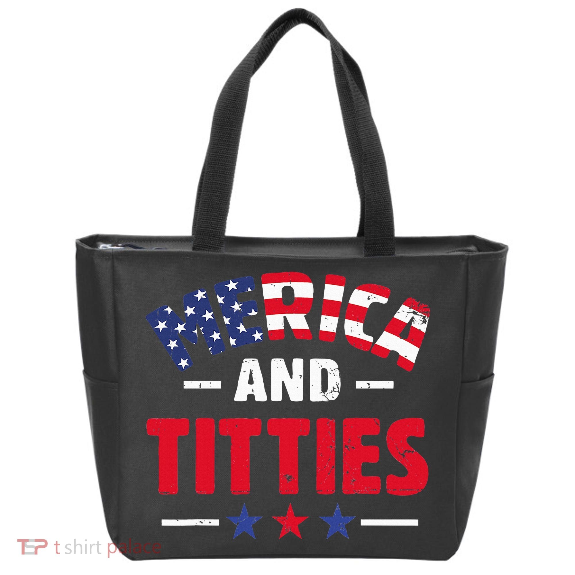 4th of July Merica and Titties Funny Tote Bag