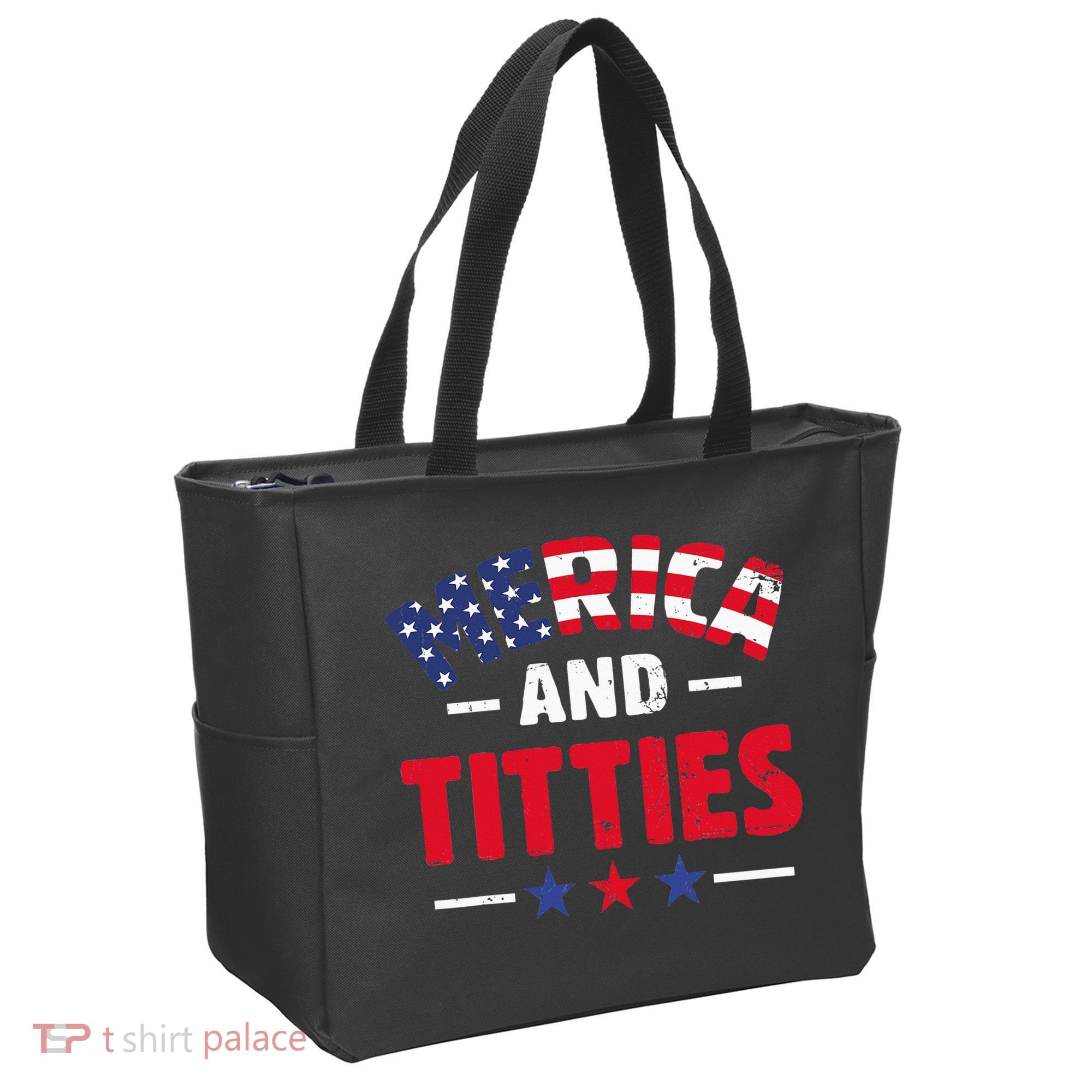 4th of July Merica and Titties Funny Tote Bag