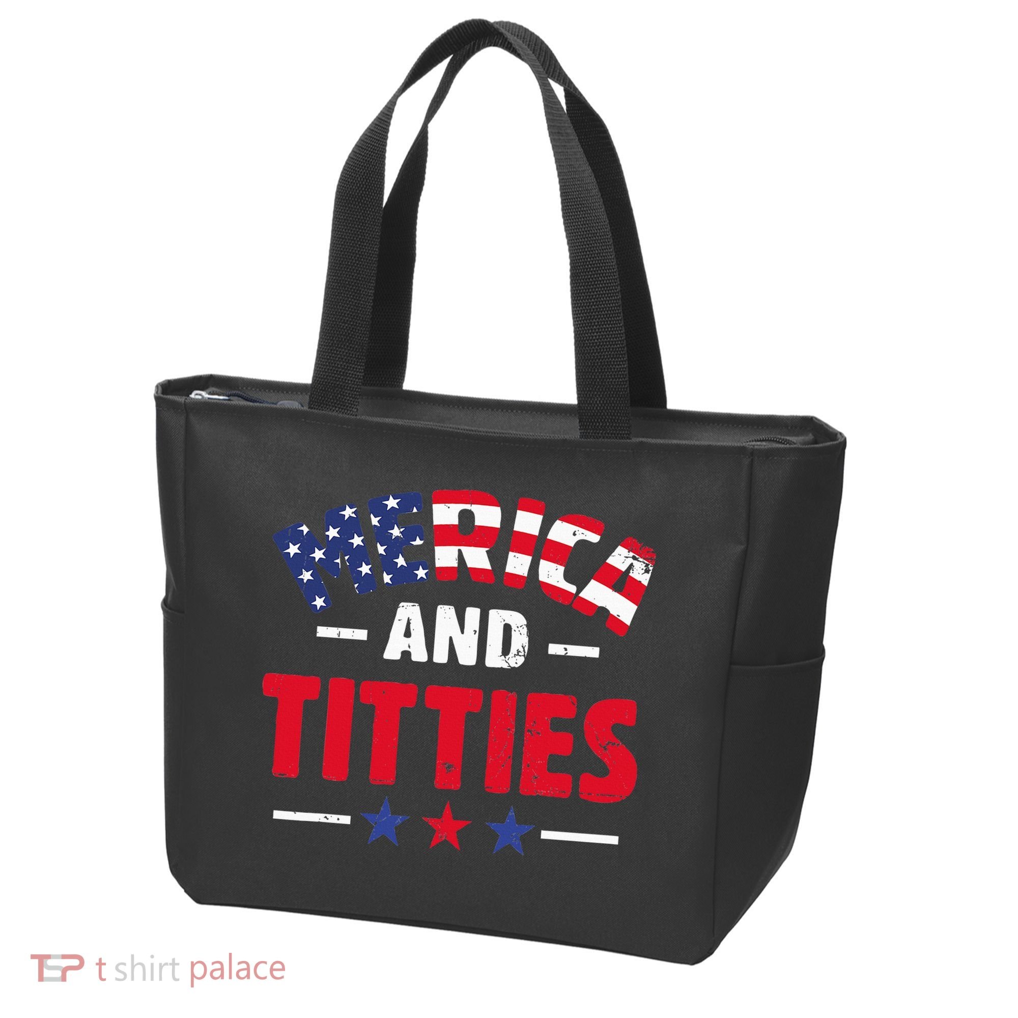 4th of July Merica and Titties Funny Tote Bag