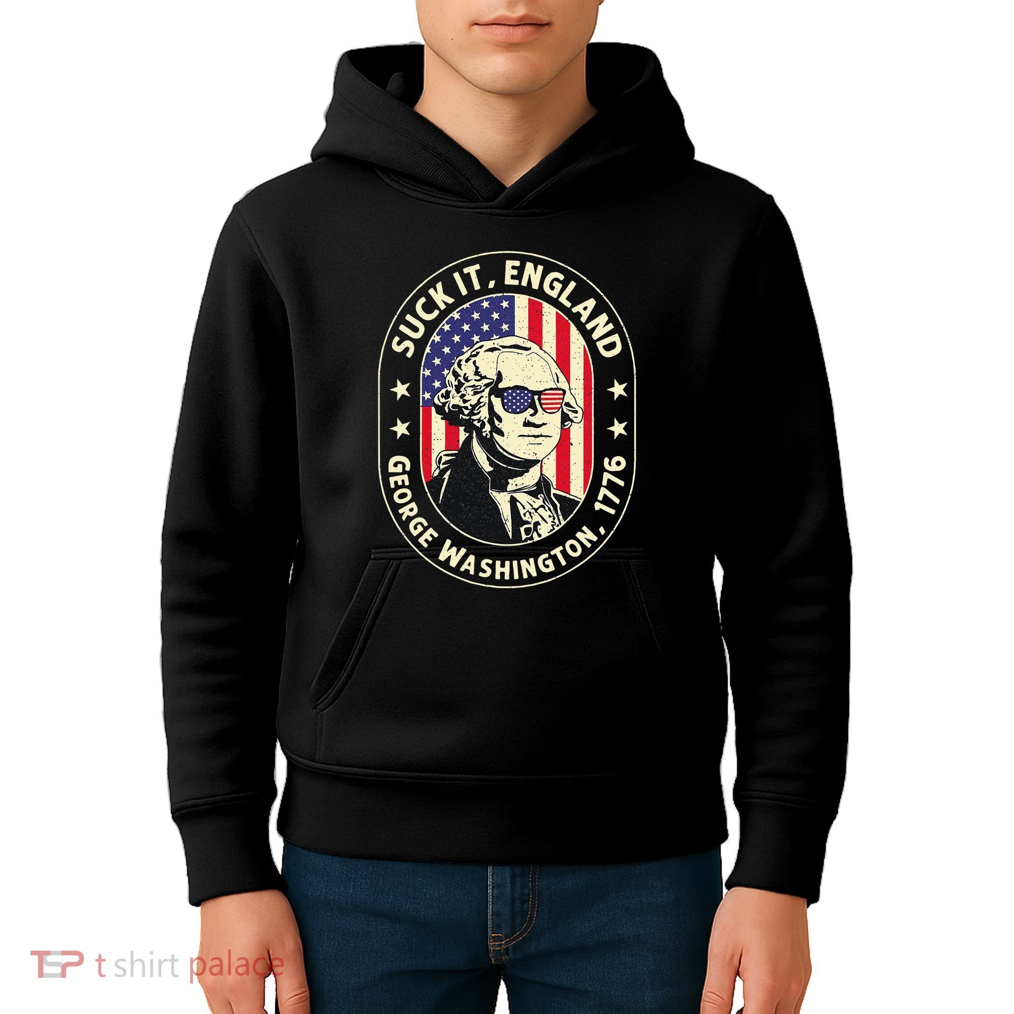 4th of July Suck It England George Washington 1776 Kids Hoodie
