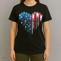 4th Of July Dog Paw Heart American Flag T-Shirt thumb 4