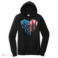 4th Of July Dog Paw Heart American Flag Women's Hoodie thumb 0