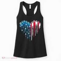 4th Of July Dog Paw Heart American Flag Women's Tank Top thumb 0