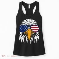 4th of July Bald Eagle Patriotic American Flag Glasses Women's Tank Top thumb 0