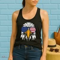 4th of July Bald Eagle Patriotic American Flag Glasses Women's Tank Top thumb 2