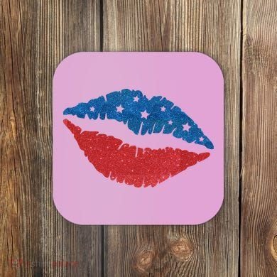 4th Of July Lips Celebration Coaster